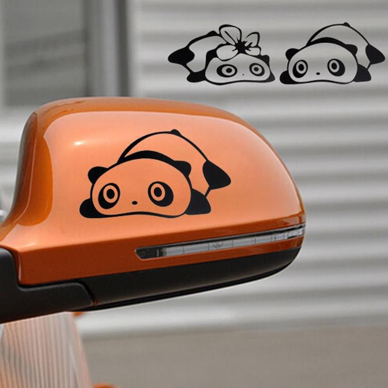 1 Pair Cute Cartoon Pandas Car Truck Window Reflective Sticker Decal Car Sticker Car Window Vinyl Decal Bumper Truck Decoration - ebowsos