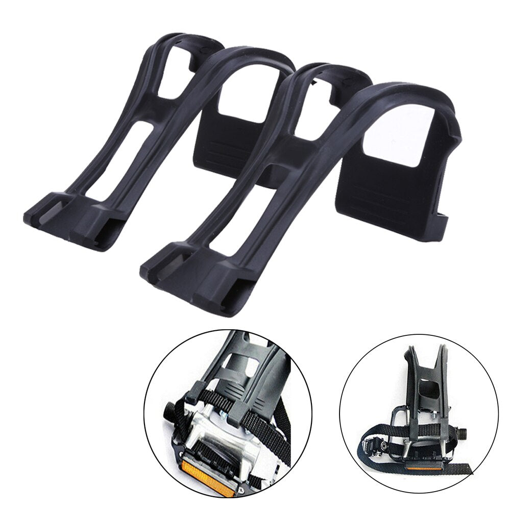 1 Pair Cycling Bicycle Bike Strapless Toe Pedal Clips Half Clips Black Ultra-light Mountain Bike Pedal Clamp Bike Toe Clips-ebowsos