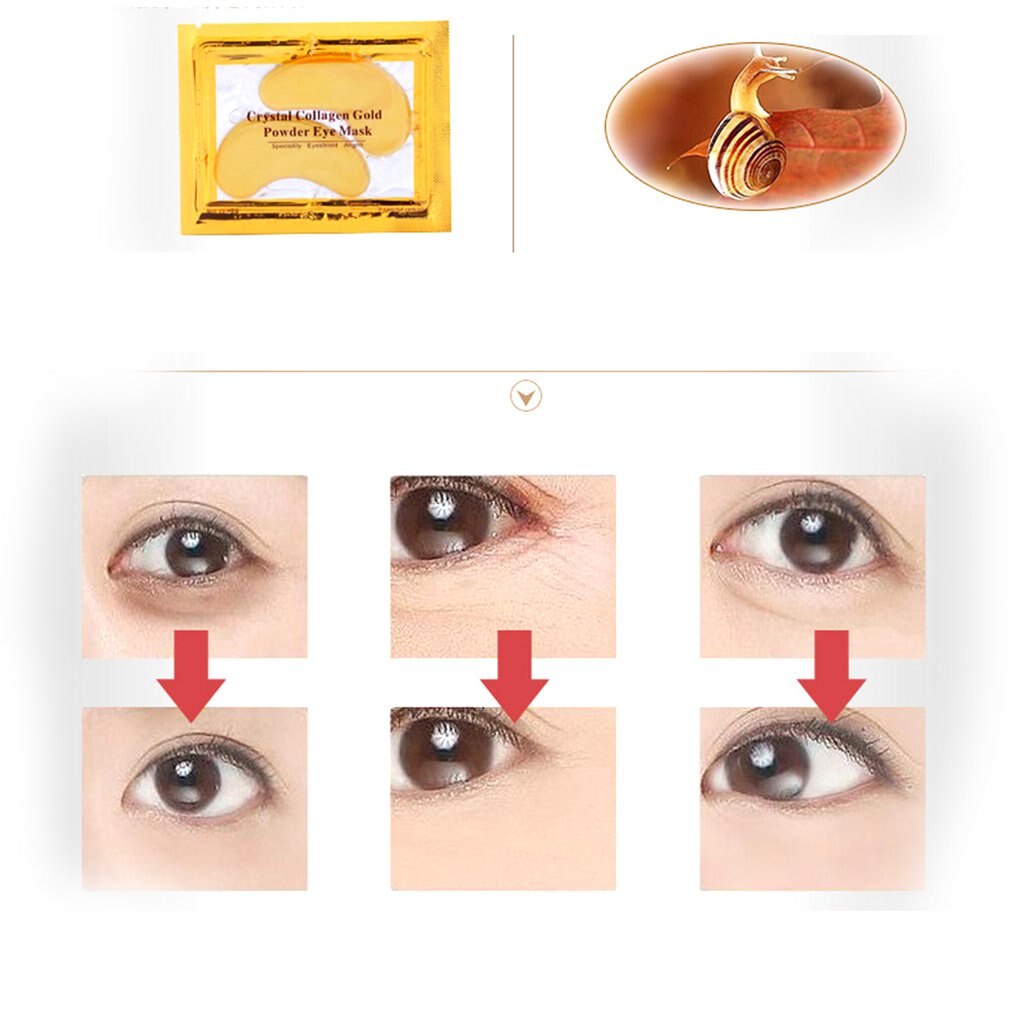 1 Pair Gold Crystal Collagen Eye Mask Eye Patches Eye Mask For Face Care Dark Circles Remove Gel Mask Anti-Wrinkle - ebowsos