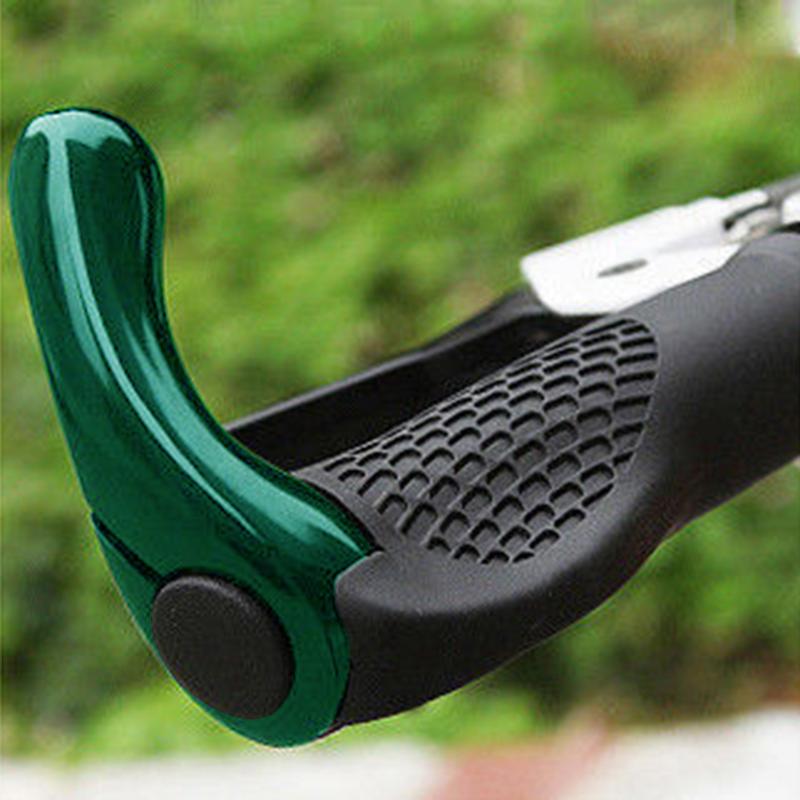1 Pair Non-slip Ergonomic Bicycle Handlebar Grips with Lock-on Bar Ends MTB Bike Aluminium Horn Grips Bike Accessories-ebowsos