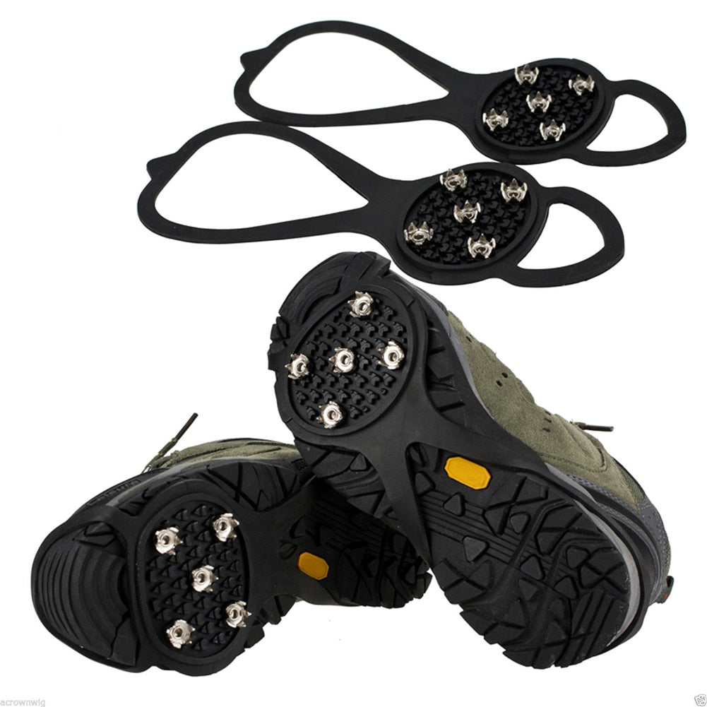 1 Pair Outdoor Spike Shoe Anti Slip Ice Grip 5-teeth Anti-Slip Snow Mountain Climbing Hiking Practical Grip Spike Shoes Crampon-ebowsos
