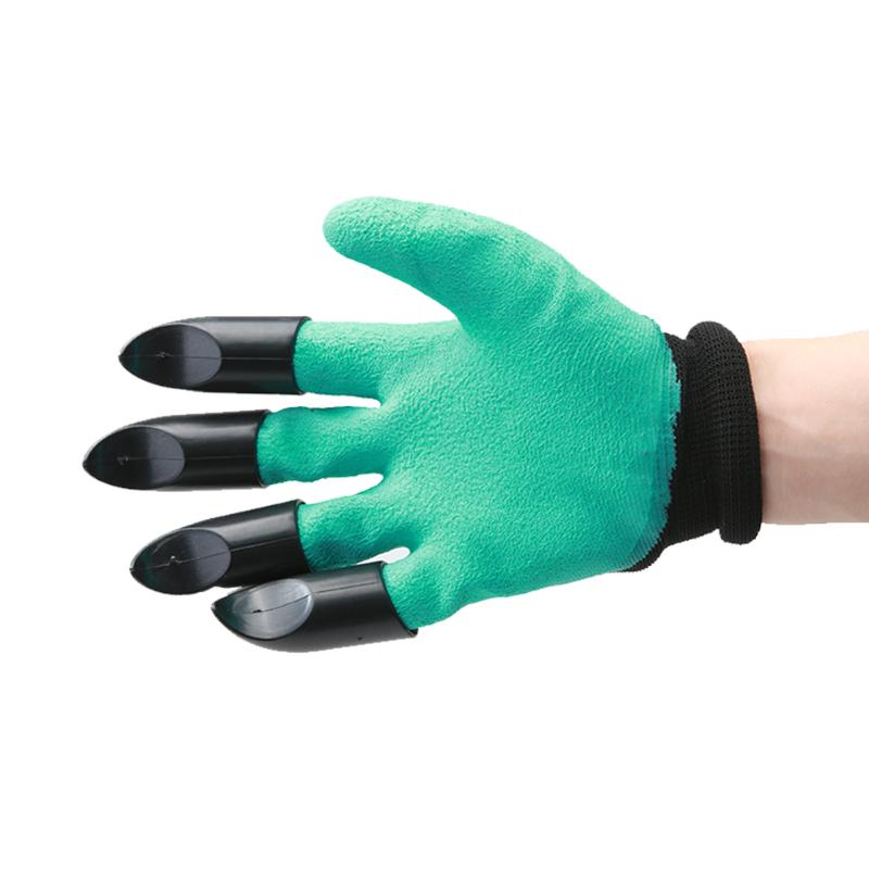 1 Pair Rubber Polyester Builders Garden Work Latex Gloves Plastic Claws - ebowsos