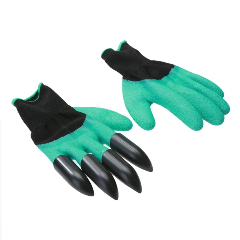 1 Pair Rubber Polyester Builders Garden Work Latex Gloves Plastic Claws - ebowsos