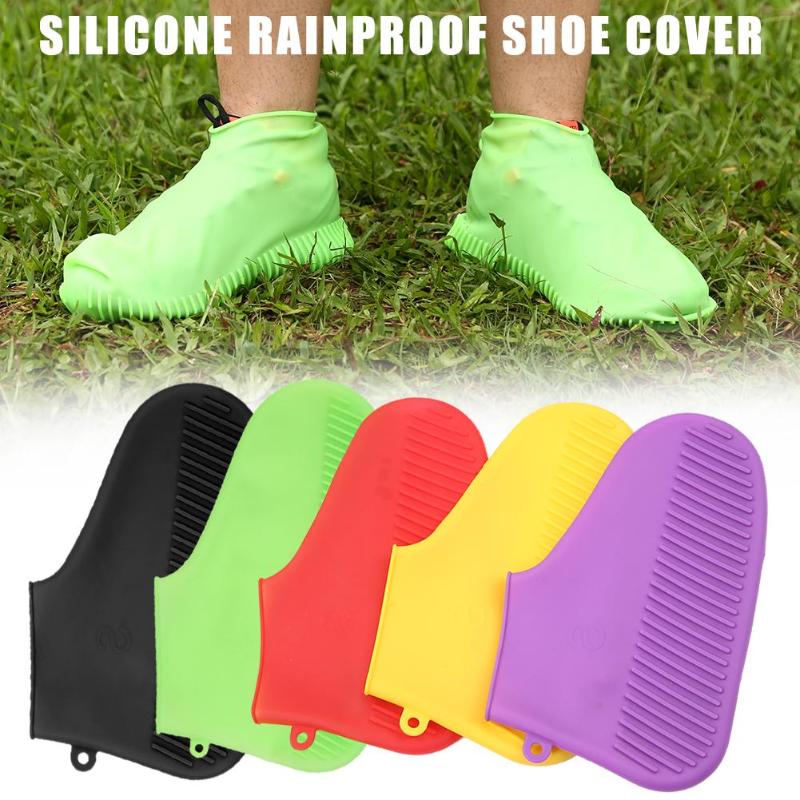 1 Pair Silicone Anti-slip Waterproof Shoe Cover, Reusable Rain Boot Motorcycle Bike Overshoes, Outdoor Camping S/M/L Shoes-ebowsos