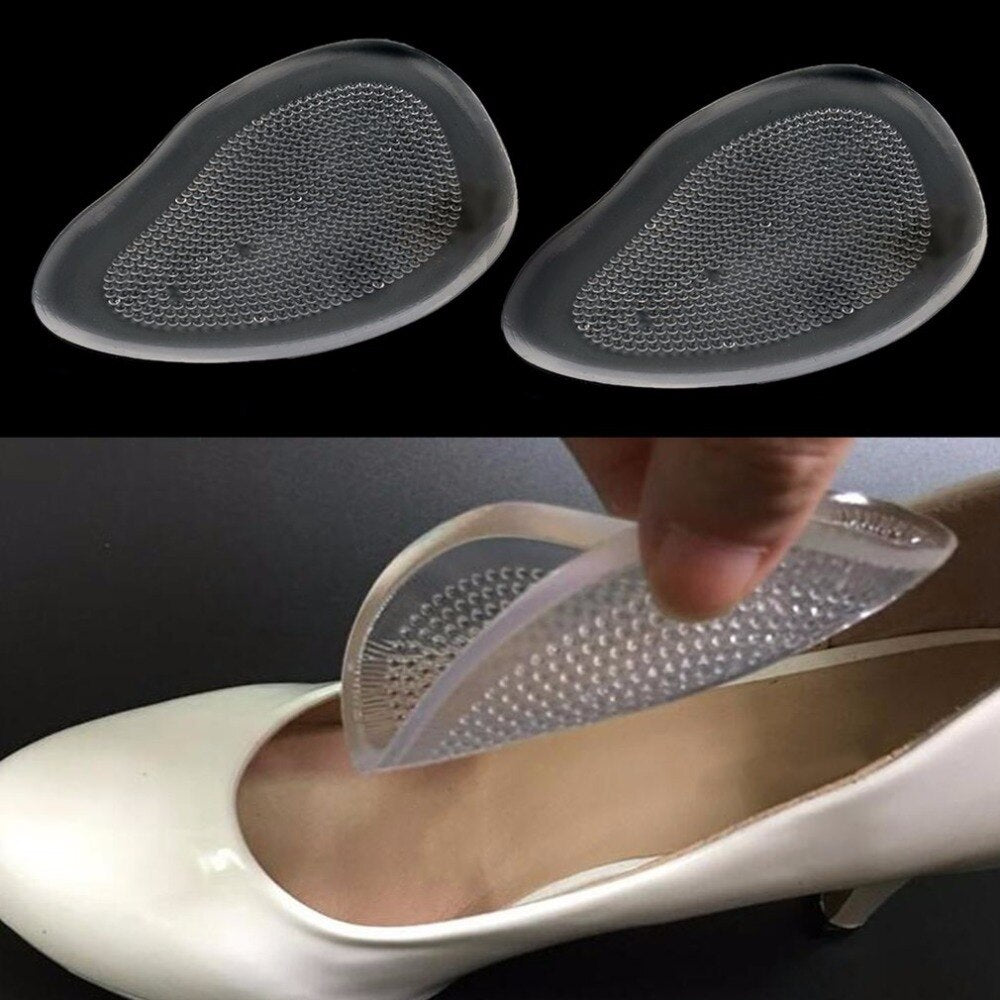 1 Pair Silicone Gel Insoles Pads Cushion Forefoot Pain Support Front Feet High Heel Shoes Slip Resistant Pads Foot Care Tool - ebowsos