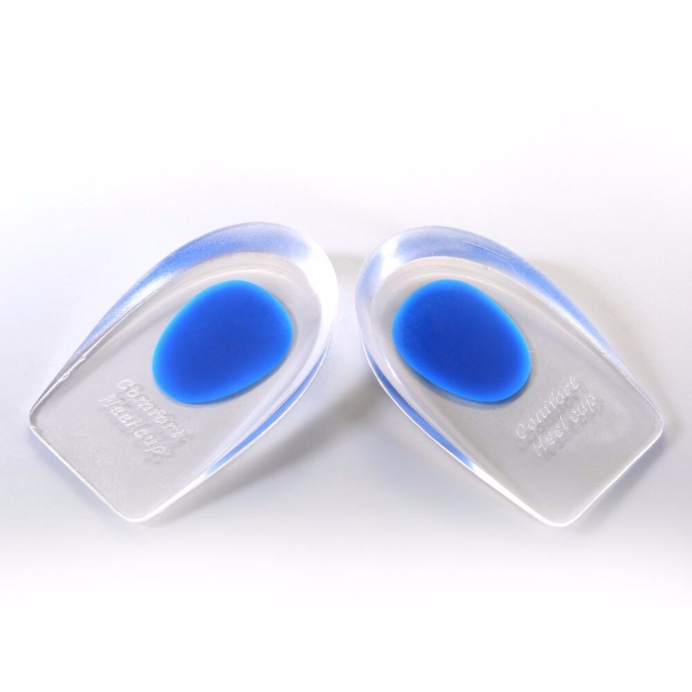 1 Pair Soft Silicone Heel Pads Half-height Insoles Support Shockproof Height Increased Insole Pad Plantar Foot Care Tool Blue L - ebowsos