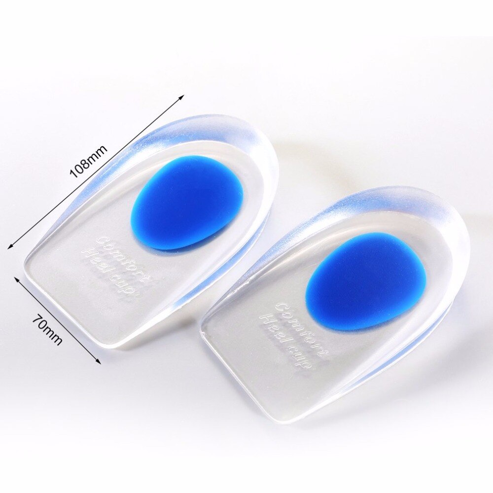 1 Pair Soft Silicone Heel Pads Half-height Insoles Support Shockproof Height Increased Insole Pad Plantar Foot Care Tool Blue L - ebowsos