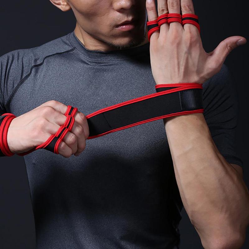 1 Pair Sports Fitness Weight Lifting Training Anti-skip Gloves Hand Palm Protector Winding Bracer-ebowsos