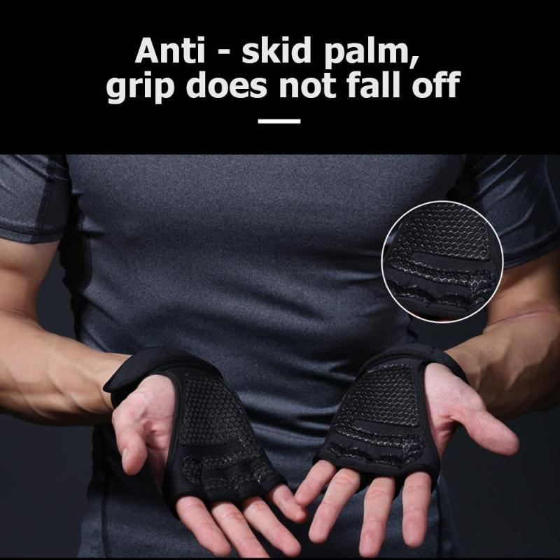 1 Pair Sports Fitness Weight Lifting Training Anti-skip Gloves Hand Palm Protector Winding Bracer-ebowsos