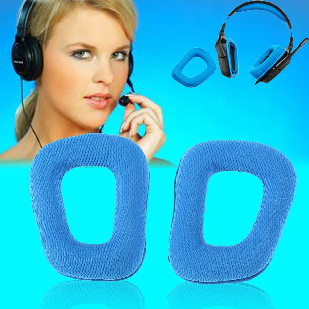 1 Pair of Replacement Ear Pads Cushion for Logitech G35 G930 G430 F450 Gaming Headset Headphones Blue Color High Quality - ebowsos