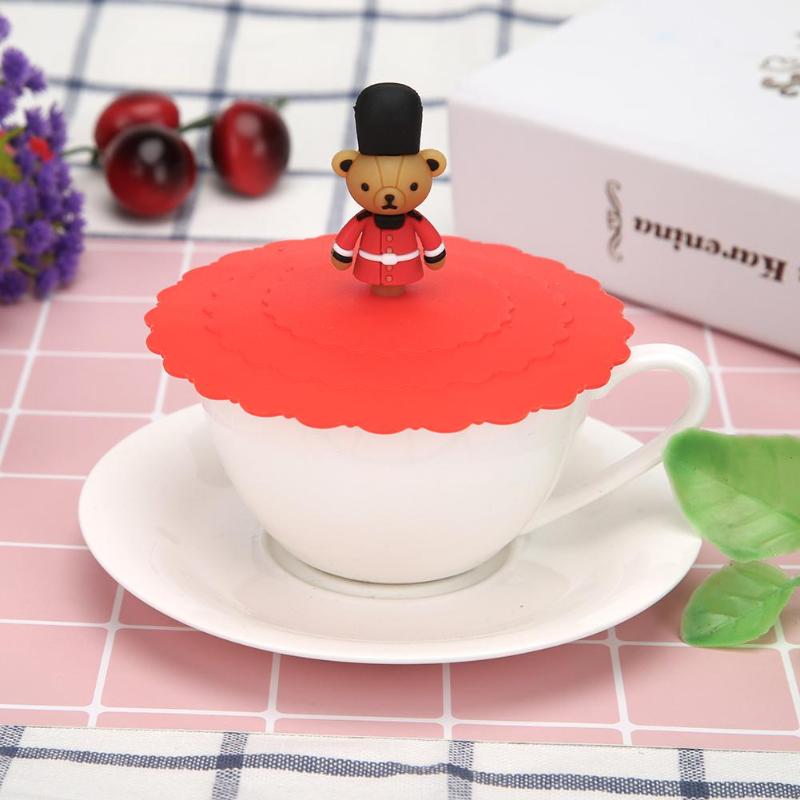 1 Pcs Silicone Cup Lid Multi-functional Reusable Dust-proof Bowl Cover Leak-proof Cup Lids Cute Fruits animal Decor Mugs Cap - ebowsos