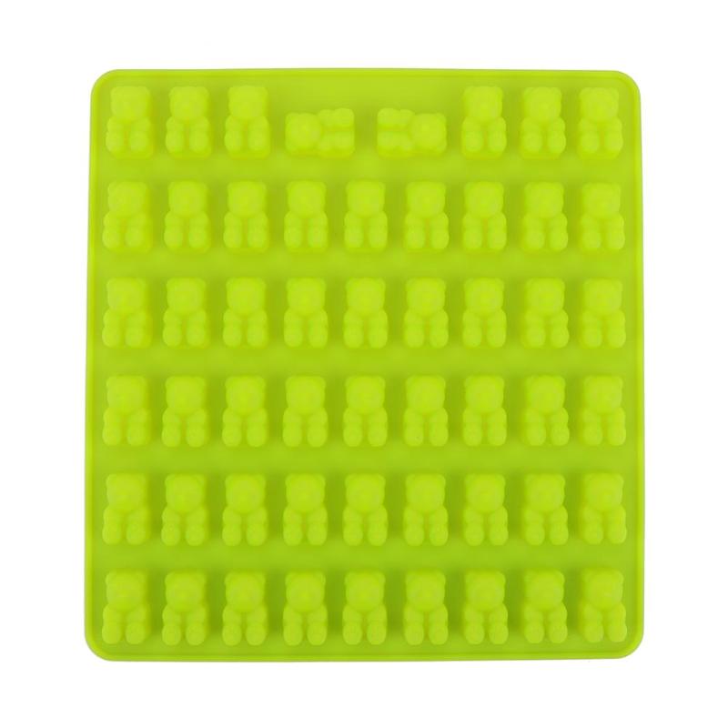 1 Set 50 Slots Silicone Gummy Bear Mold Chocolate Maker Party Candy Jelly Ice Mould Pan Tray with dropper Bear Candy Moulds - ebowsos