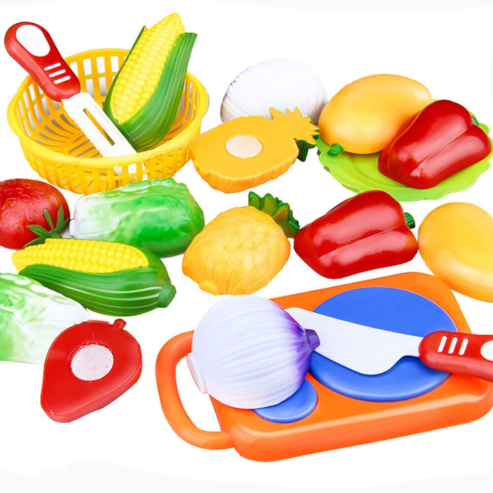 1 Set Children Play House Toy Cut Fruit Plastic Vegetables Kitchen Toy Baby Classic Kids Toys Pretend Educational Toy Kids Gifts-ebowsos