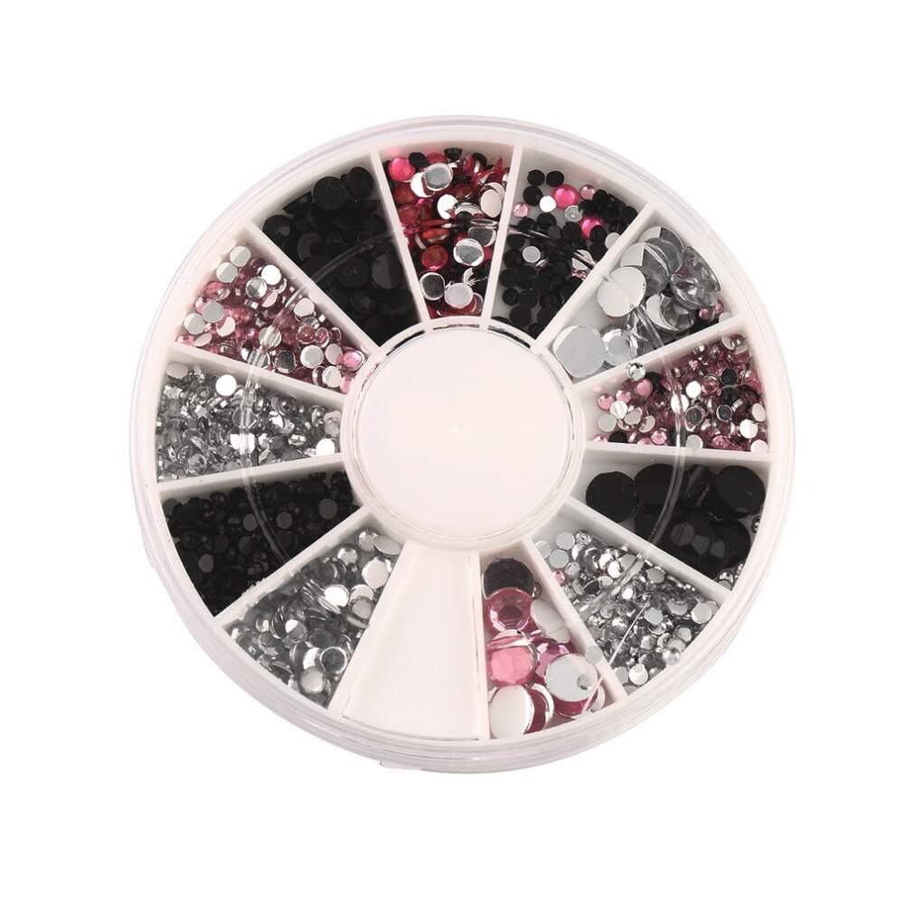 1 Wheel Colorful Nail Art Rhinestones Acrylic Nail Decoration 4 sizes For UV Gel Iphone and laptop Manicure DIY Drop Shipping - ebowsos