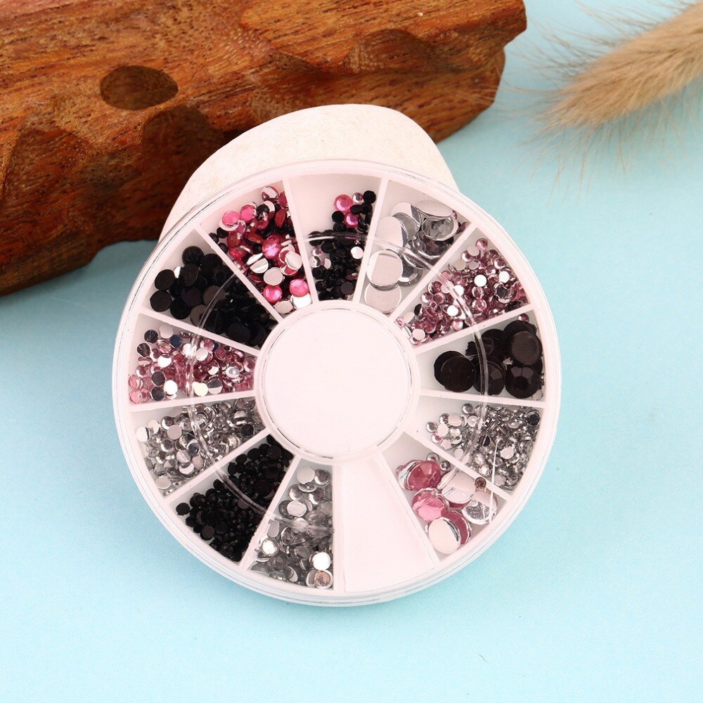 1 Wheel Colorful Nail Art Rhinestones Acrylic Nail Decoration 4 sizes For UV Gel Iphone and laptop Manicure DIY Drop Shipping - ebowsos