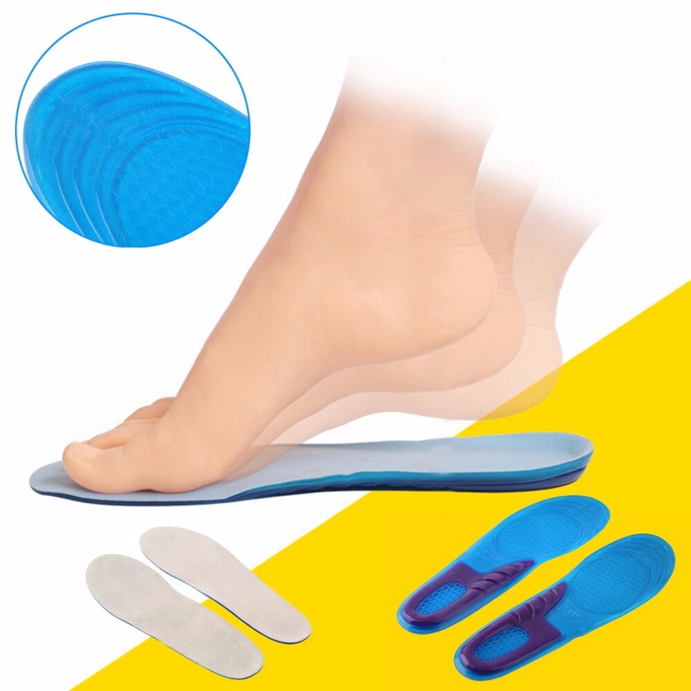 1 pair Shock-absorbent Women Sports Massaging Breathable Silicone Gel Foot Insoles Arch Support Orthopedic Plantar Fasciitis S/L - ebowsos