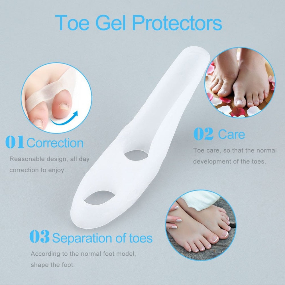 1 pair Silicone Small Toe Separator Eases Foot Pain Finger Toe Guard Cushion Correction Health Foot Care Tool - ebowsos