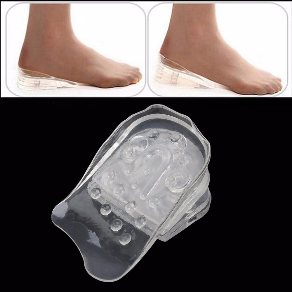 1 pair Transparent 5 Layers Adjustable Taller Insole Silicone Gel Inserts Lift Shoe Pads Increase Height Comfortable Universal - ebowsos