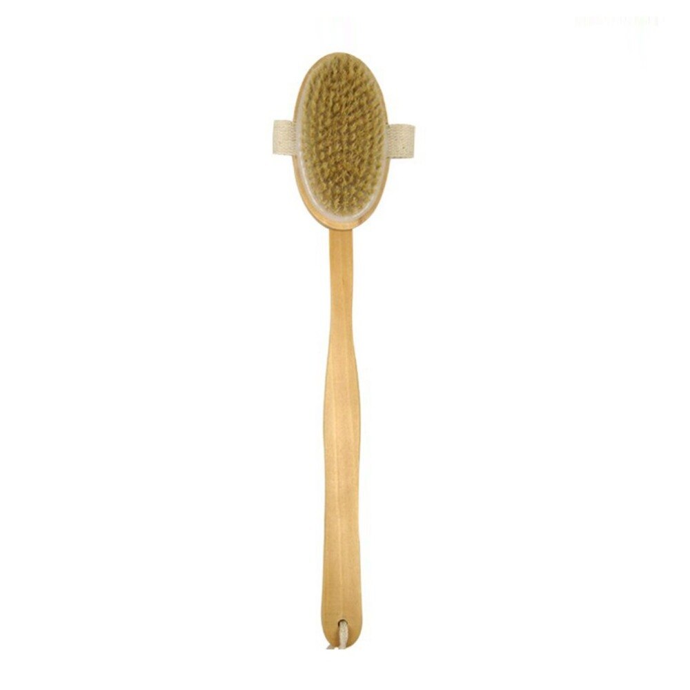 1 pcs Long Wooden Handle Design Bath Body Brush Natural Bristles Exfoliating Body Massager Skin Cleaning Brush for Bathroom - ebowsos