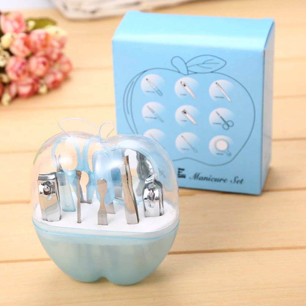 1 set 9 pcs women makeup beauty nails care Transparent Shell Nail Clipper Kit make up tools Random color - ebowsos