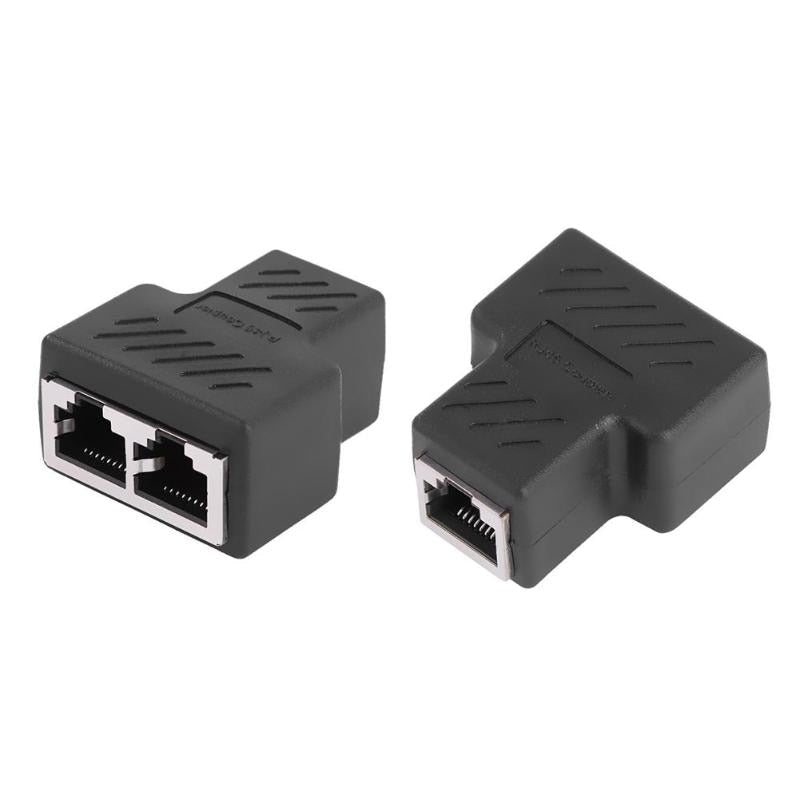 1 to 2 Ways Network Ethernet Head Lan Cable Female Joiner Coupler RJ45 Extender Plug Network Connector Splitter High Quality - ebowsos