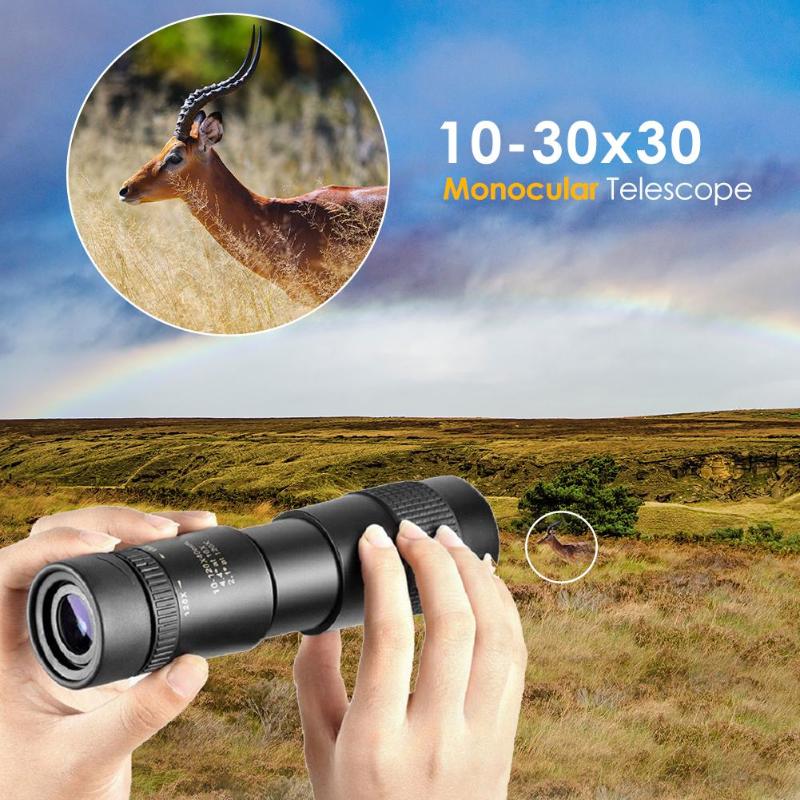 10-30x30 Zoom Mini Portable Pocket Monocular Telescope Outdoor Binocular Spotting Scope Sport Watching for Travel Hunting-ebowsos