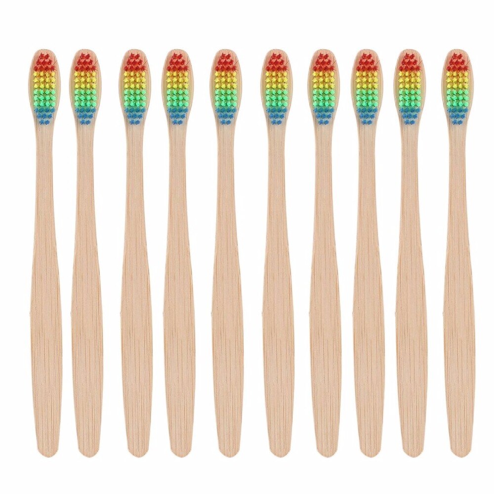 10/4/1pcs Colorful Bamboo Toothbrush Eco friendly Wooden Rainbow Bamboo Handle Toothbrush Oral Care Soft Bristle Teeth whitening - ebowsos