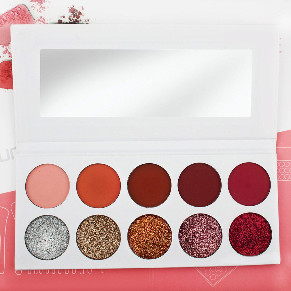 10 Colors Bling Women Eyeshadow Makeup Palette Natural Non-Fading Long Lasting Cosmetic Eyeshadow Palette Tool - ebowsos