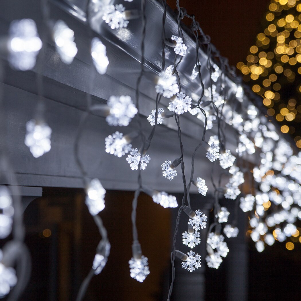 10 Meters 80 Lights White Led Snowflake String Lights Lantern Flashing Lights String Wedding Room Bar Outdoor Christmas Lights-ebowsos
