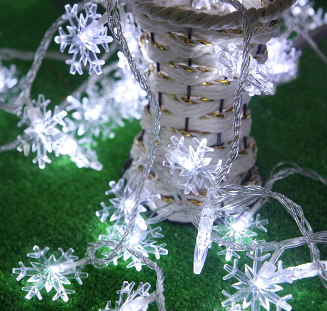10 Meters 80 Lights White Led Snowflake String Lights Lantern Flashing Lights String Wedding Room Bar Outdoor Christmas Lights-ebowsos
