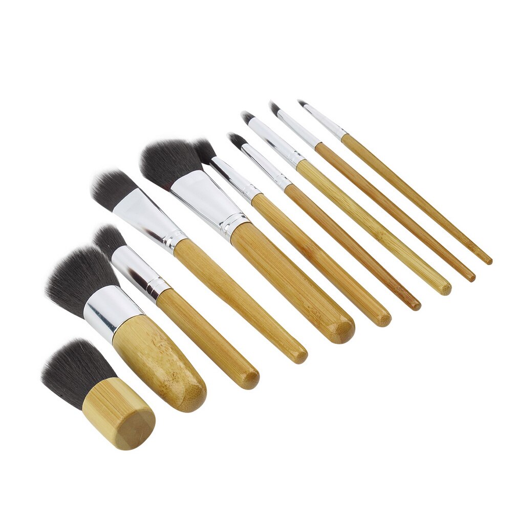 10 PCS Pro Cosmetic Brush set Bamboo Handle Synthetic Makeup Brushes Kit make up brush set tools pincel maquiagem - ebowsos