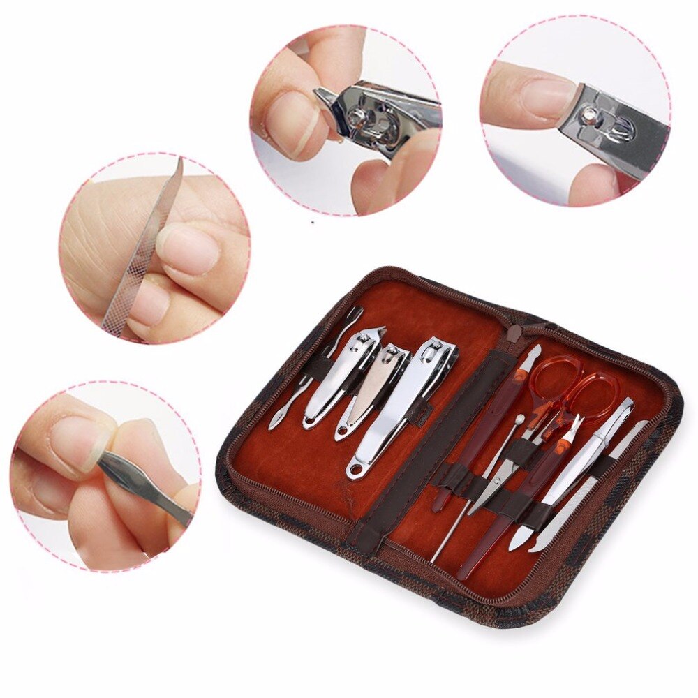 10 in1 Nail Clipper Kit Nail Care Set Pedicure Scissor Tweezer Knife Ear pick Manicure Set Tool with Deluxe Carrying Case - ebowsos