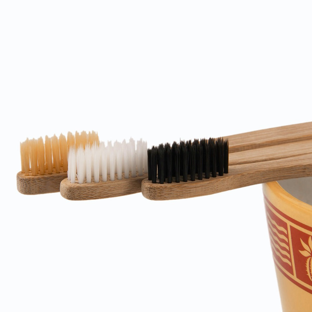 10 pcs/lot Environment-friendly Wood Toothbrush Bamboo Teethbrush Soft Bamboo Fibre Wooden Handle Low-carbon For Adults - ebowsos