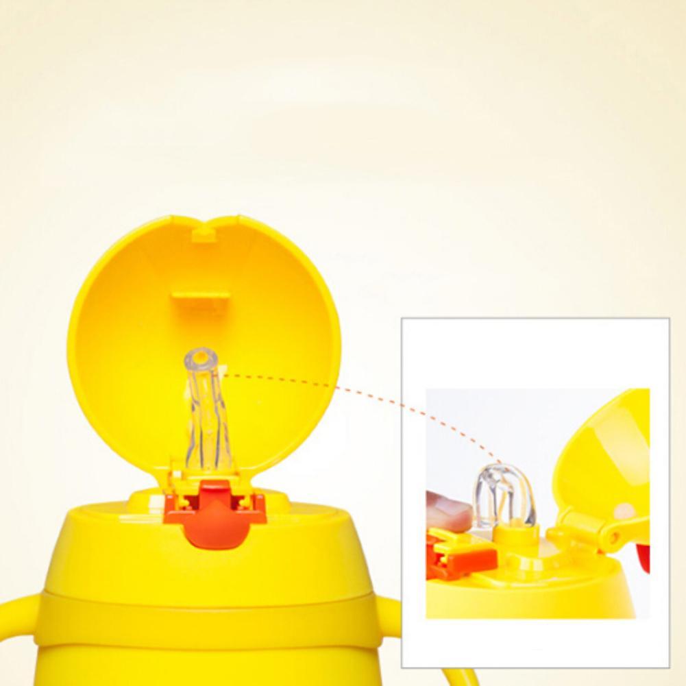100% Genuine Small Yellow Chicken Baby Cup Stainless Steel Safety Material With A Handle bounce switch For Kids New Arriva-ebowsos