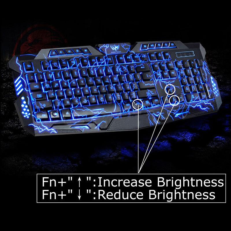 100% Original LED Game Keyboard 3 Colors Crack Illuminated USB PC Gaming Keyboard Adjustable Backlight Keyboard For Lol Dota - ebowsos