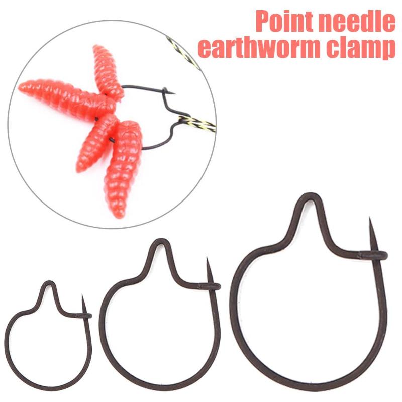 100PCS Carp Fishing Hook Maggots Clip Earthworm Clip Hair Rig Worm Holder Hook Carp Angling Accessory for Hair Rig Carp Rig-ebowsos