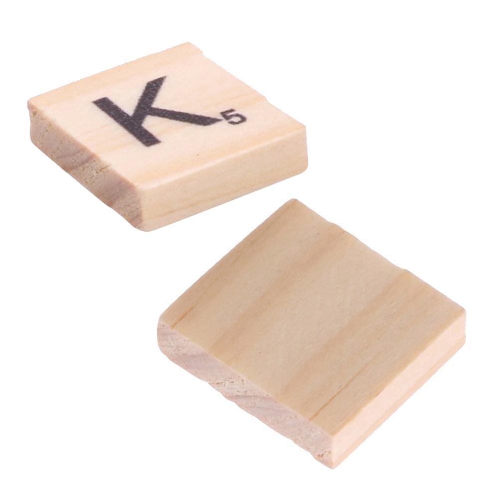 100PCS Natural Material Wooden Tiles With Black Letters Numbers For Scrabble Children Colorful Child Puzzle Toys-ebowsos