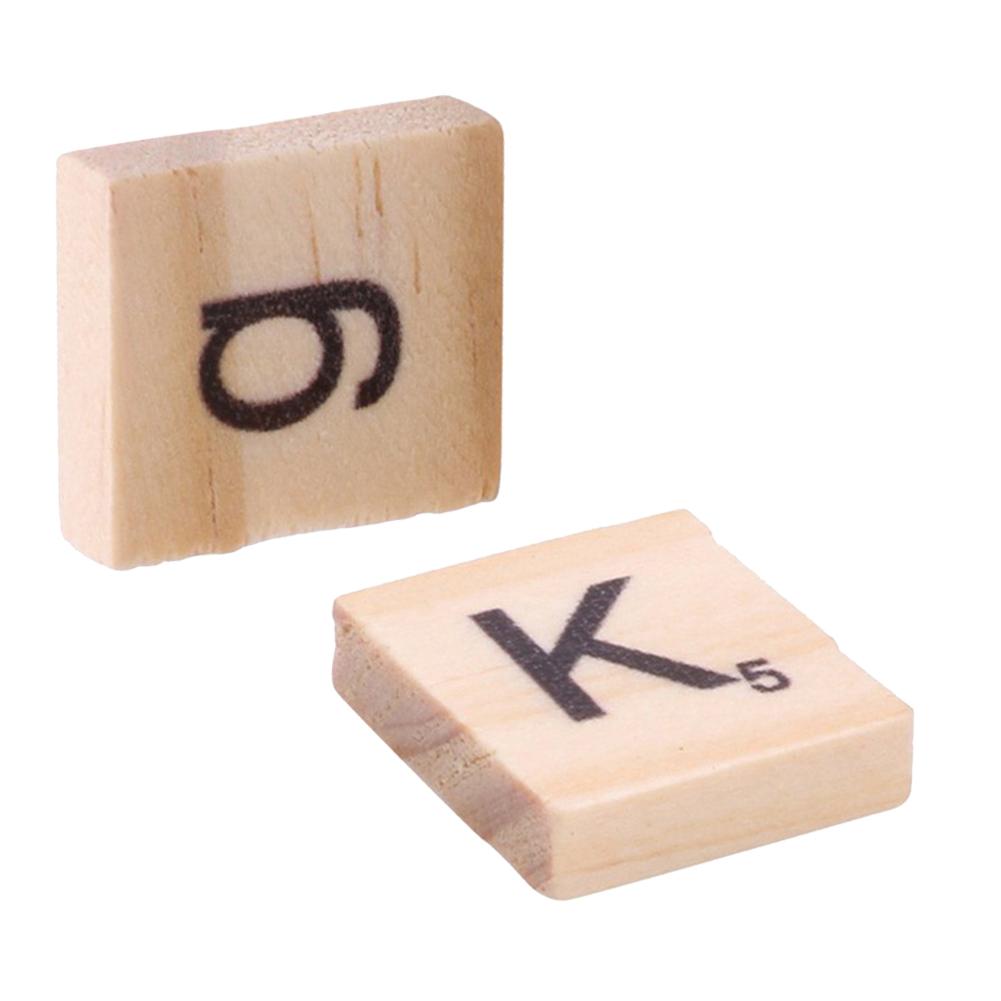 100PCS Natural Material Wooden Tiles With Black Letters Numbers For Scrabble Children Colorful Child Puzzle Toys-ebowsos