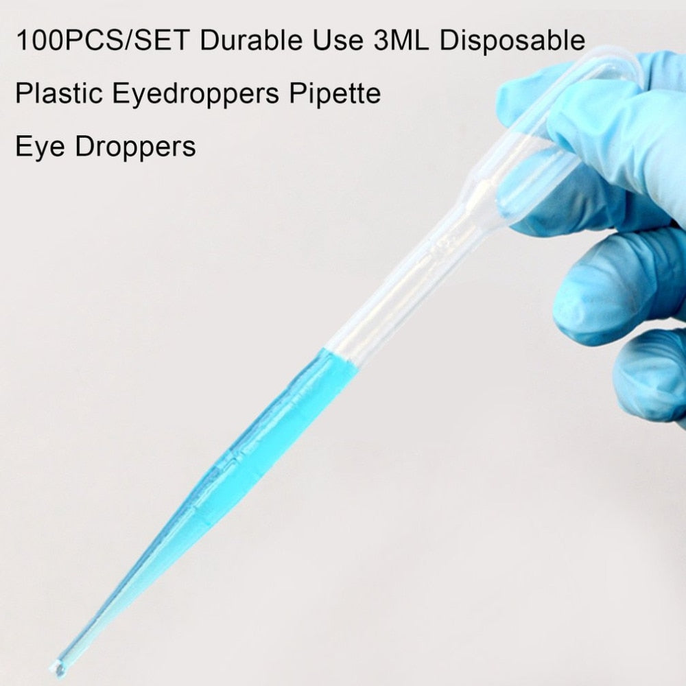 100PCS/SET Durable For Use 3ML Disposable Plastic Eyedroppers Pipette Eye Droppers for Liquid Transfer Top Quality - ebowsos