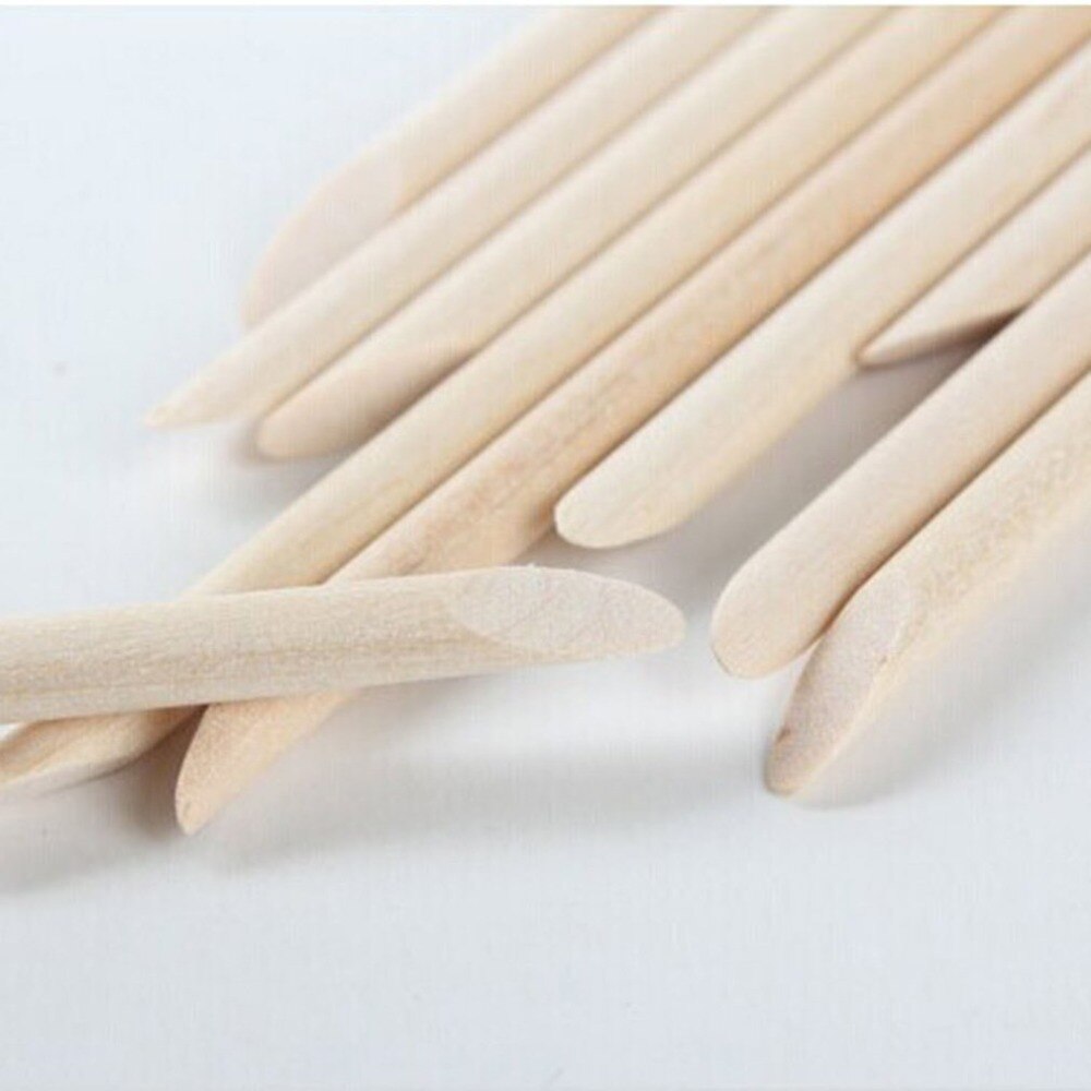 100PCS/SET Wood Stick Cuticle Pusher Remove Nail Art Design Orange Wood Stick Cuticle Pusher Remover Manicure Care - ebowsos
