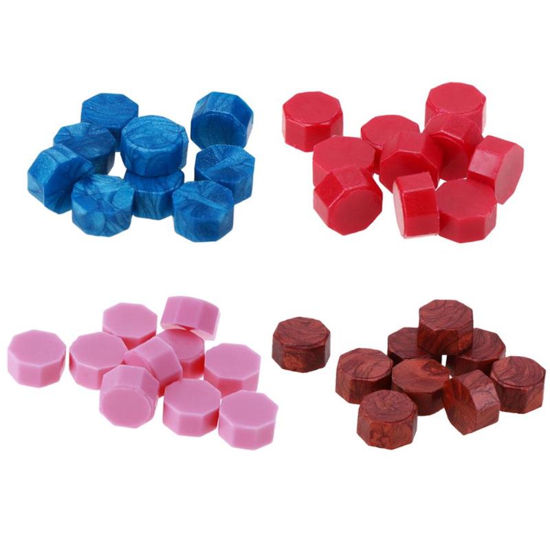 100Pcs/Lot Retro Octagon Stamping Sealing Wax Beads Wax Seal Stamps for Envelope Documents Wedding Invitation Decorative Supply - ebowsos
