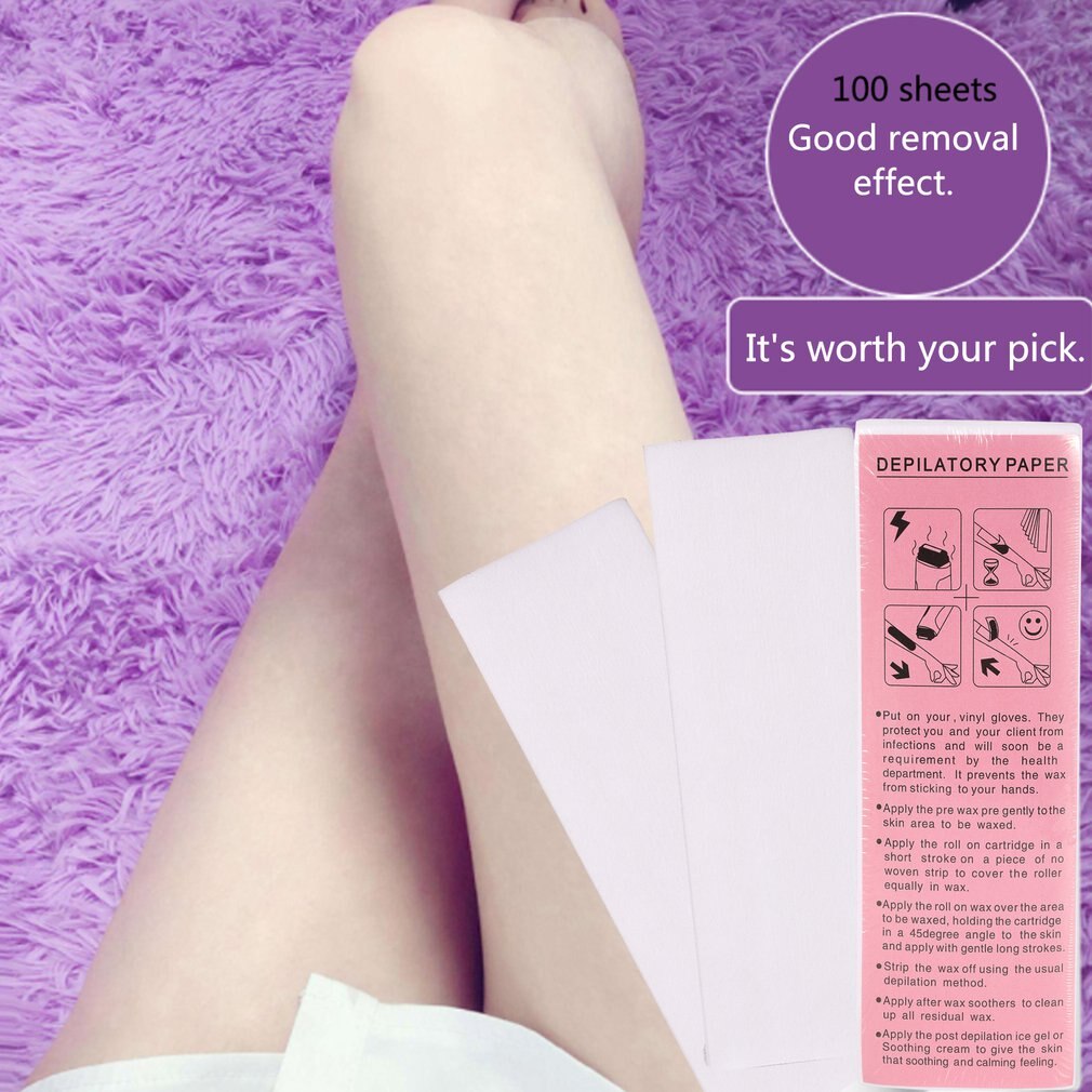100Pcs/bag Professional Hair Removal Waxing Strips Non-woven Fabric Waxing Papers Depilatory Beauty Tool For Leg Hairs Removal - ebowsos