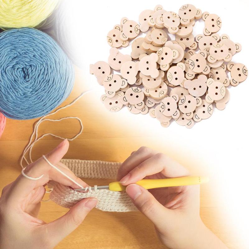100pcs DIY Scrapbook Wooden Buttons Component Safety Handmade Cartoon Multifunctional Multipurpose Sewing Accessories Decor - ebowsos