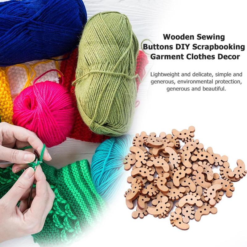 100pcs DIY Scrapbook Wooden Buttons Component Safety Handmade Cartoon Multifunctional Multipurpose Sewing Accessories Decor - ebowsos