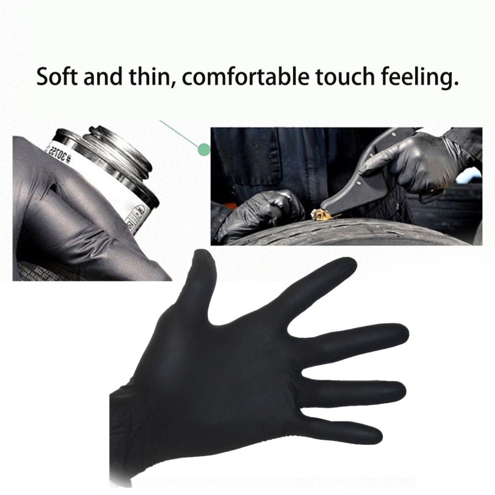 100pcs Disposable Black Gloves Household Cleaning Washing Gloves Nitrile Laboratory Nail Art Medical Tattoo Anti-Static Gloves - ebowsos