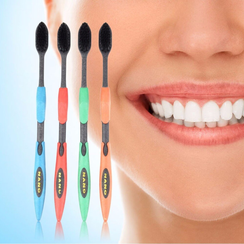 100pcs Double Ultra Soft Bamboo Charcoal Toothbrushes Nano Brush Oral Care For Adults Bamboo Toothbrush - ebowsos