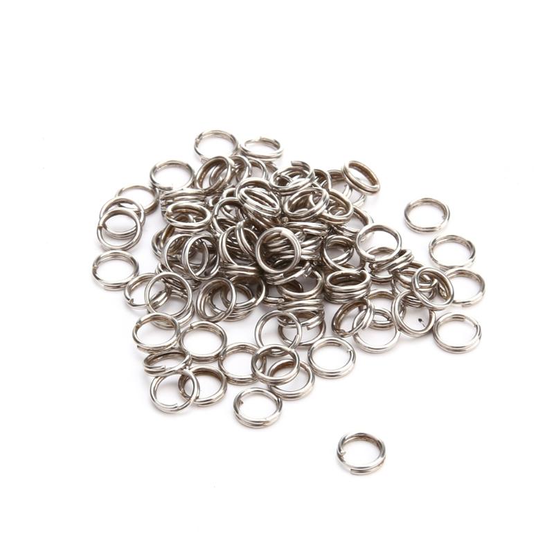 100pcs Stainless Steel Fishing Split Ring Fishing Split Rings Accessories Swivel Lure Connector Tackle Barrel Fishing Accessorie-ebowsos