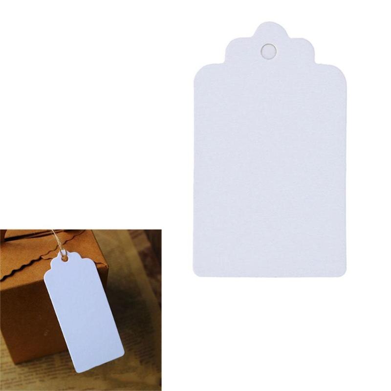 100pcs Wave Blank Label Cards Kraft Paper Wedding Gifts DIY Hanging Tag - ebowsos