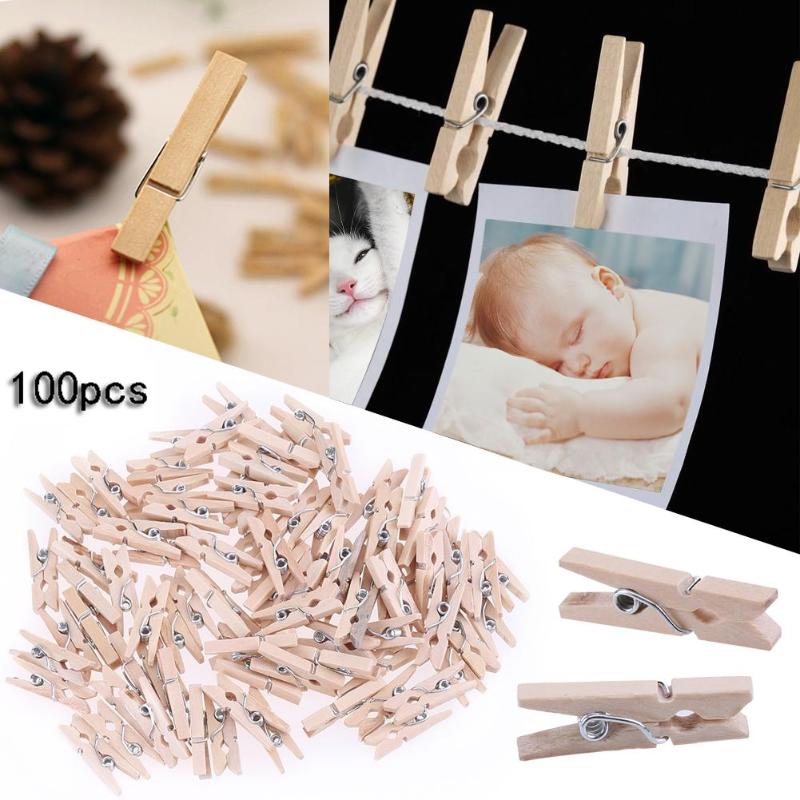 100pcs Wooden Clips Household Drying Socks Towel Rack Clamps Holder D4 - ebowsos