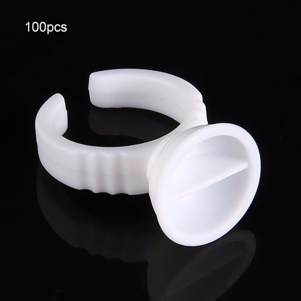 100pcs/lot Wholesale Plastic White Tattoo Ink Ring For Eyebrow Permanent Makeup Tattoo Ink Holders Tattoo Supplies - ebowsos